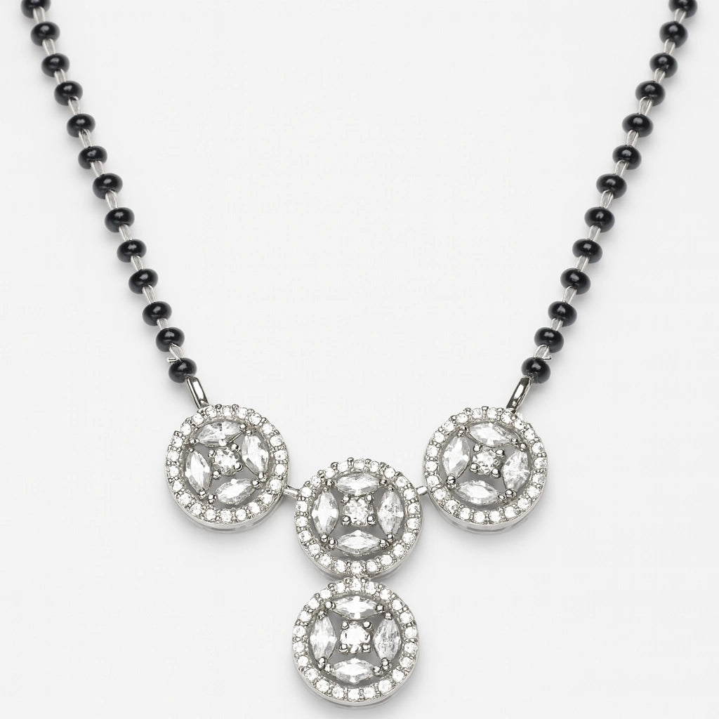 925 Silver Triple Circle CZ Mangalsutra for Women