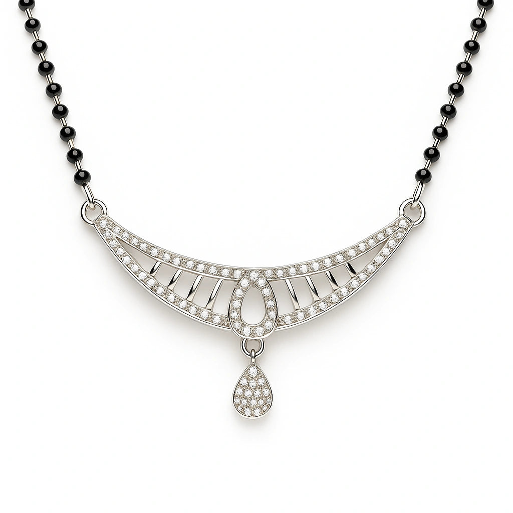 925 Silver Dual Teardrop CZ Mangalsutra for Women