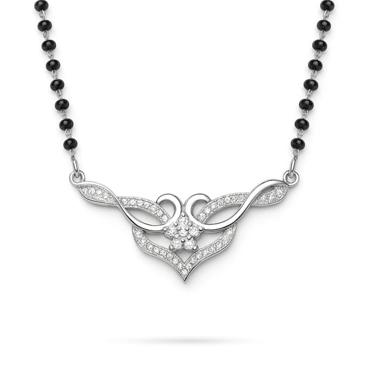 925 Silver Floral Heart CZ Mangalsutra for Women