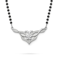 925 Silver Floral Heart CZ Mangalsutra for Women