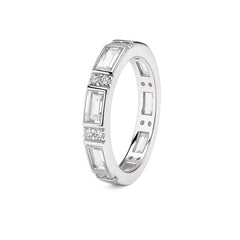 925 Silver Baguette Cut CZ Elegant Band Ring for Women