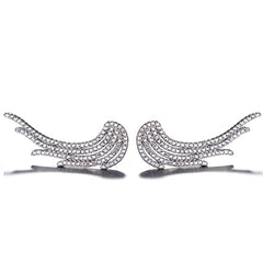 Rhodium Plated Silver Angel Wing Ear Cuffs with Sparkling CZ Stones WB