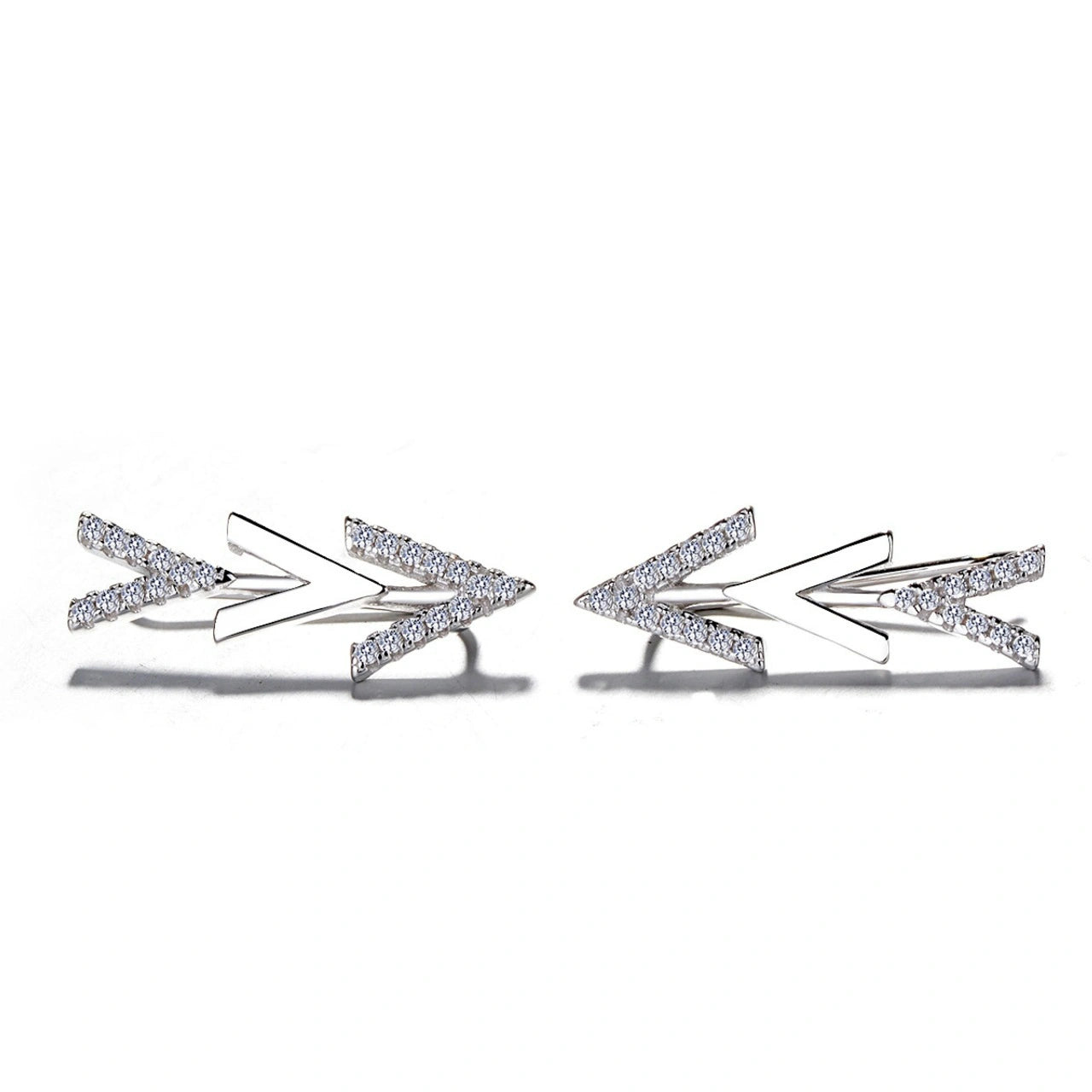 Rhodium Plated Silver Arrow Ear Cuffs with Sparkling CZ Stones WB