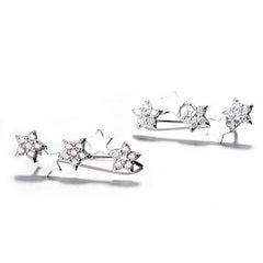 Rhodium Plated Silver Star Ear Cuffs with Sparkling CZ Stones WB