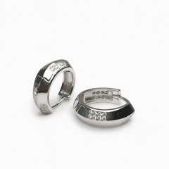925 Sterling Silver Men’s CZ Huggie Bali Earrings – Modern Geometric Hoop Design