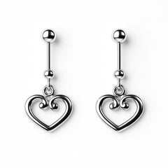 Women’s Silver Swirl Heart Bugadi Earring