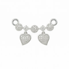 Sterling Silver Double Heart Mangalsutra Pendant with Stone Work