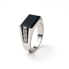 925 Silver Black Onyx Rectangle Men’s Signet Ring