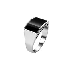 Men’s Black Onyx Silver Signet Ring – Minimal Square Design