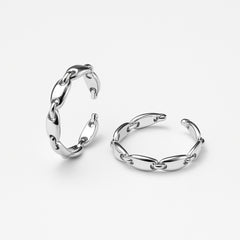 925 Sterling Silver Chain Link Toe Ring | Adjustable Rhodium-Plated Modern Design