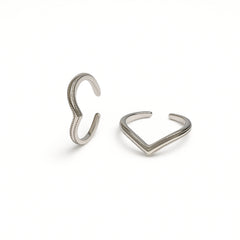 925 Sterling Silver Chevron Toe Ring | Adjustable Textured V-Shape Rhodium-Plated Band