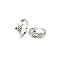 925 Sterling Silver Crown Toe Ring | Adjustable Rhodium-Plated CZ Toe Jewelry for Women